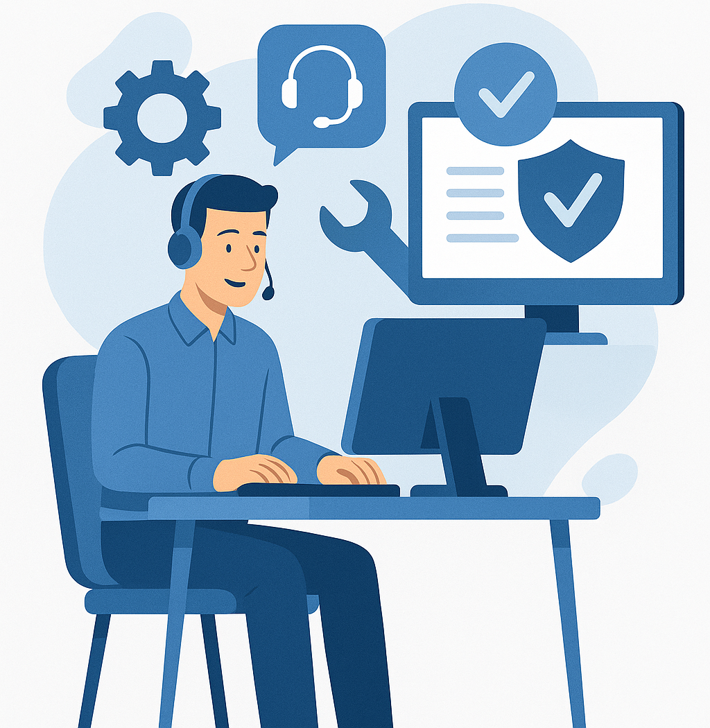 Illustration av support och underhåll